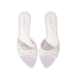 Elegant Floral Embroidered Mesh Pointed Heels