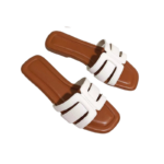 Elegant Two-Tone Square Head Slides Fashion Sandals