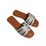 Elegant Two-Tone Square Head Slides Fashion Sandals