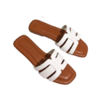 Elegant Two-Tone Square Head Slides Fashion Sandals