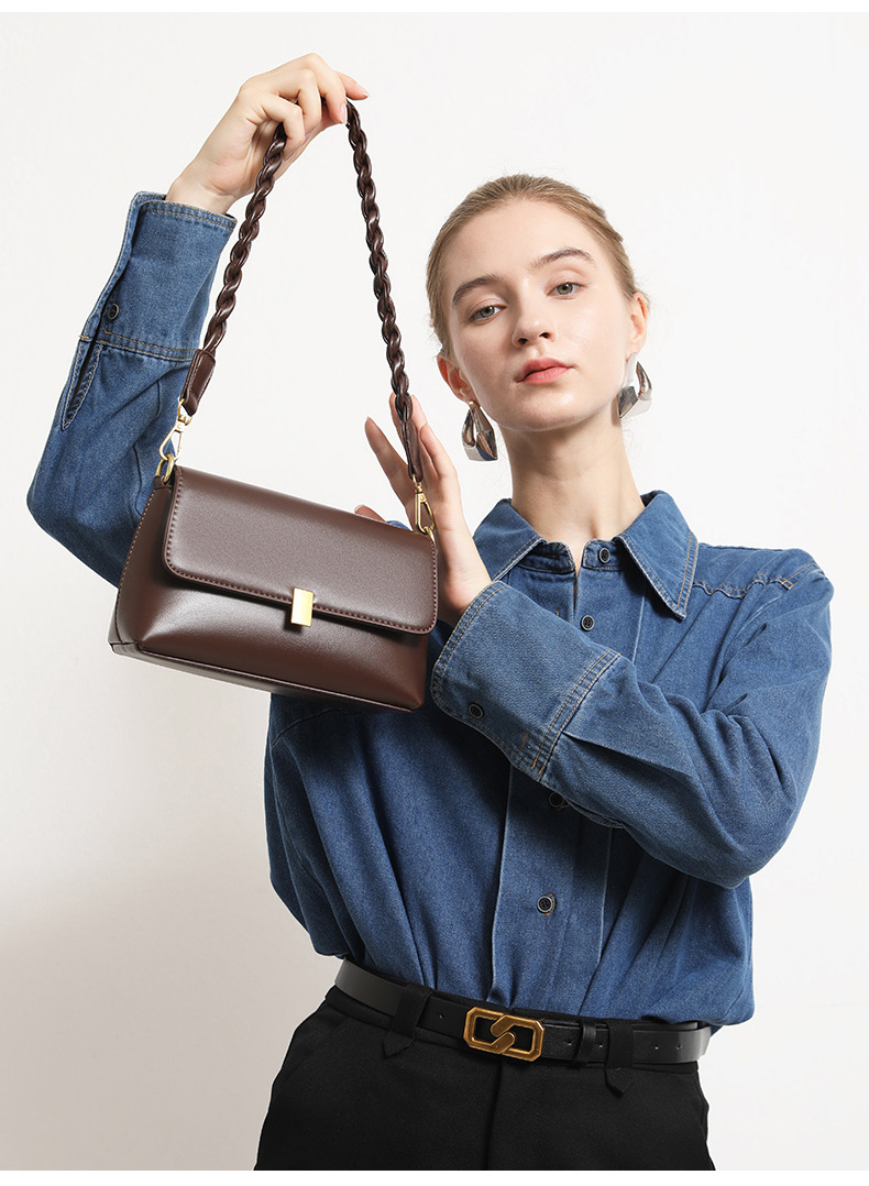 Flap Cover Braided Shoulder Bag