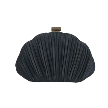 Pleated Satin Shell Shaped Clutch