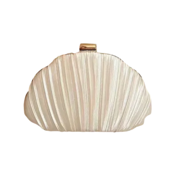 Pleated Satin Shell Shaped Clutch