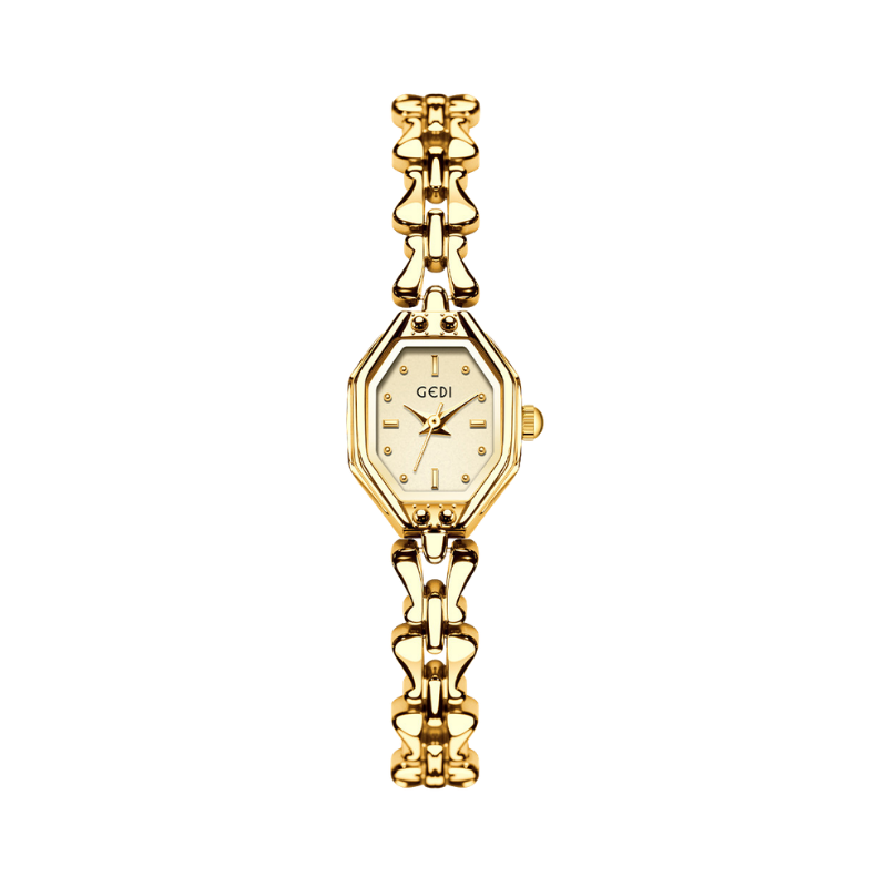 Gedi Antique Simple Rectangular Retro Gold Women's Watch