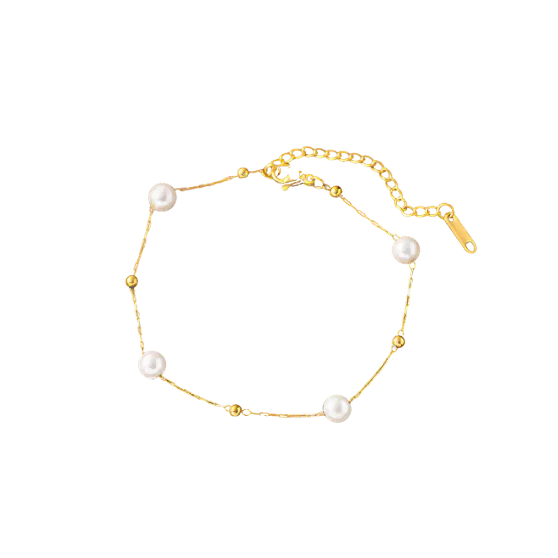 Stainless Steel Pearl Gold Bead Bracelet Gold Stainless Steel Pearl Gold Bead Bracelet Gold