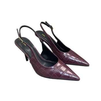 Paris Merlot Embossed Slingback Stilettos