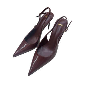 MNG Paris Patent Pointed Slingback Heels