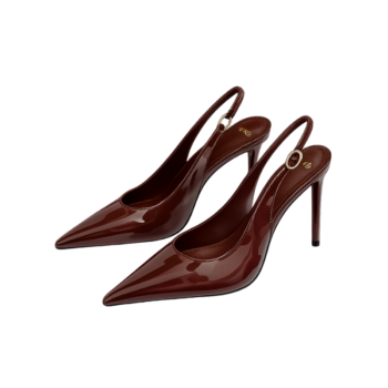 MNG Paris Patent Pointed Slingback Heels