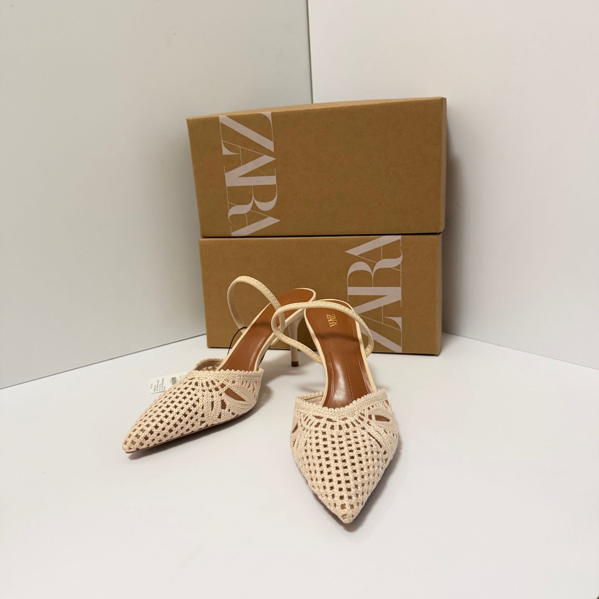 ZA Chic Woven Slingback Stiletto Heels