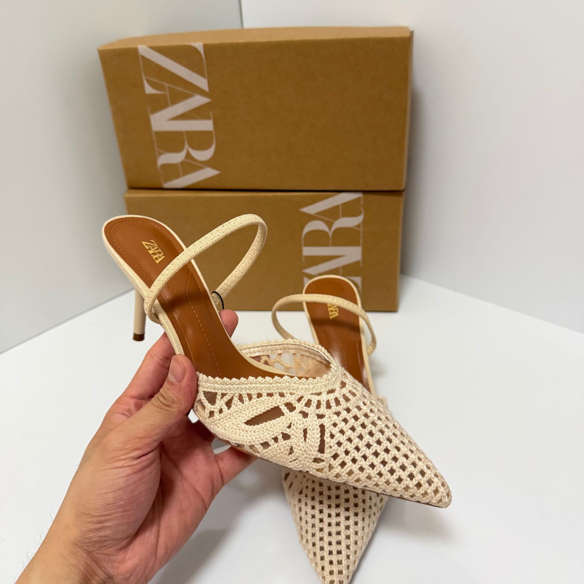 ZA Chic Woven Slingback Stiletto Heels