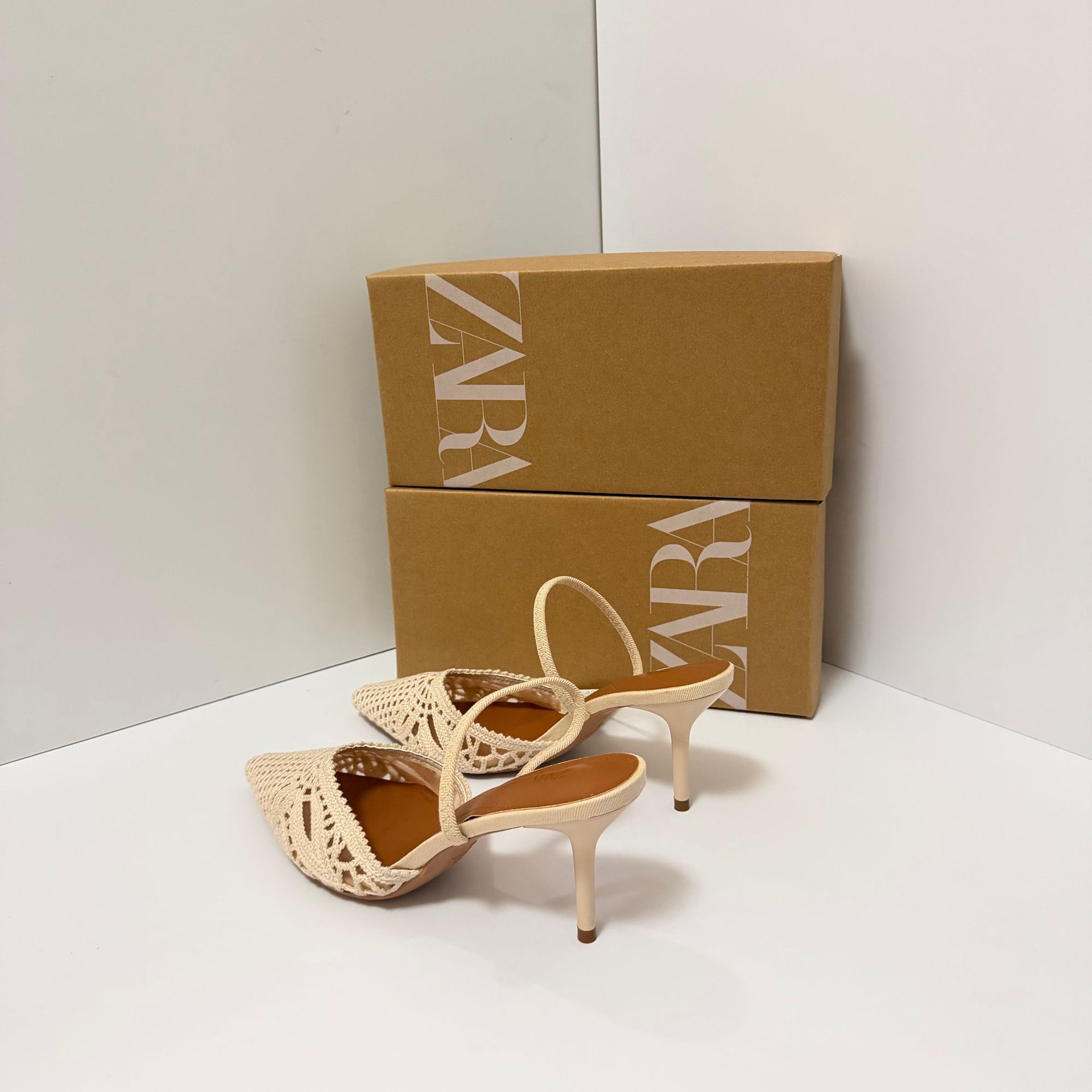 ZA Chic Woven Slingback Stiletto Heels