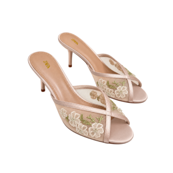 ZA Elegant Embroidered Mesh Mule Heels