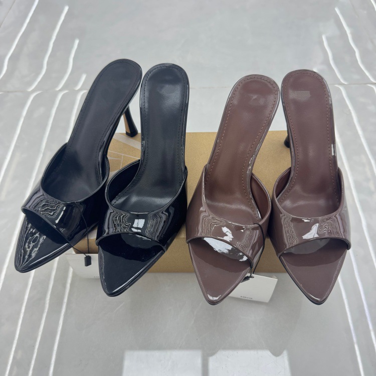 MNG Glossy Peep Toe Heels