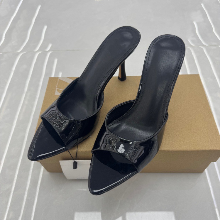 MNG Glossy Peep Toe Heels