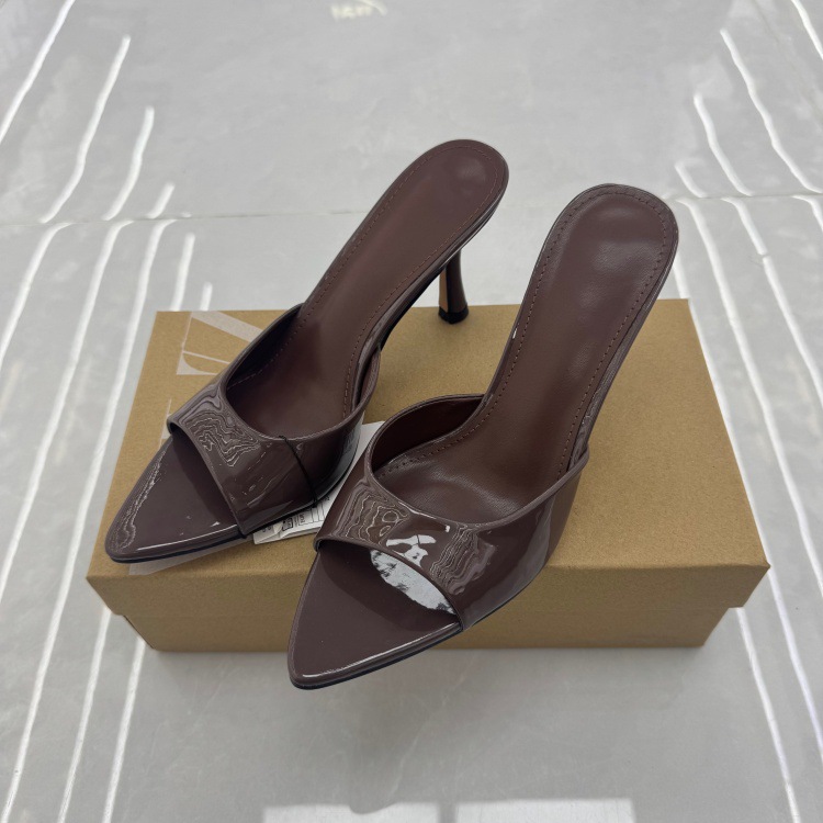 MNG Glossy Peep Toe Heels